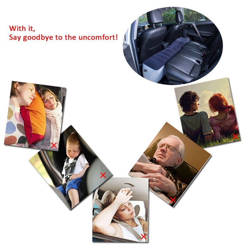 FMS Car Travel Inflatable Mattress Back Seat Gap Pad Mattress Air Bed Cushion Camping Air Couch (Blue) - Image 5